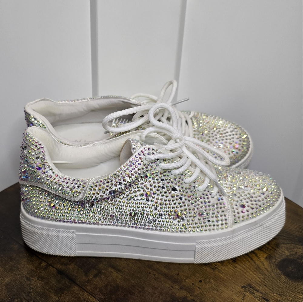 Sparkling White Rhinestone Sneakers